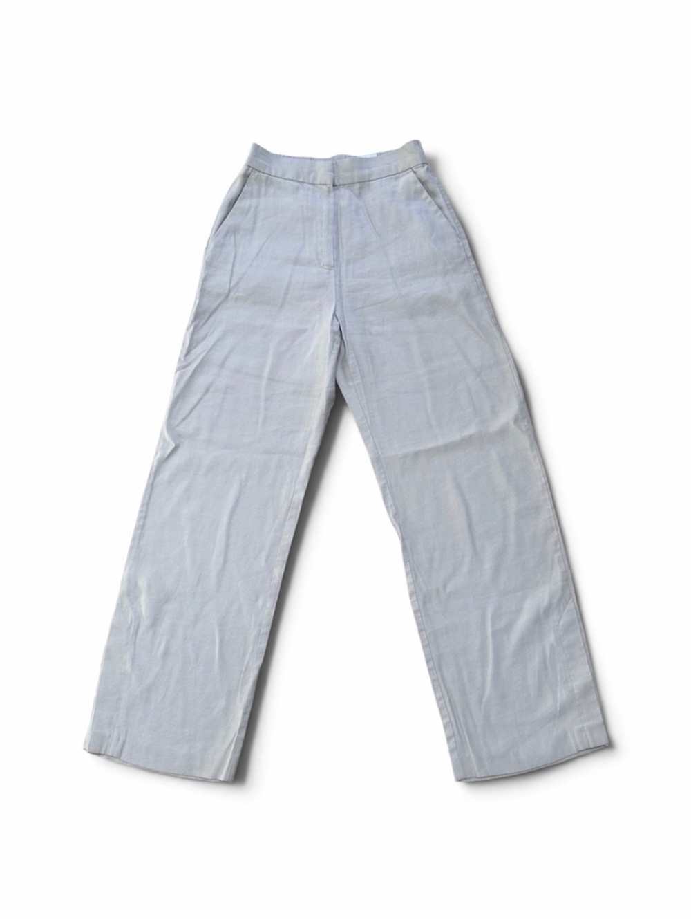 H&M Wide Leg Linen-Blend Pants in Light Cream